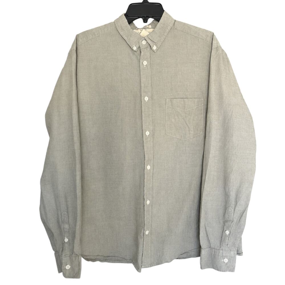H&M L.O.G.G. Men’s XL Gray Cotton Button-Down Shirt Long Sleeve Regular Fit
